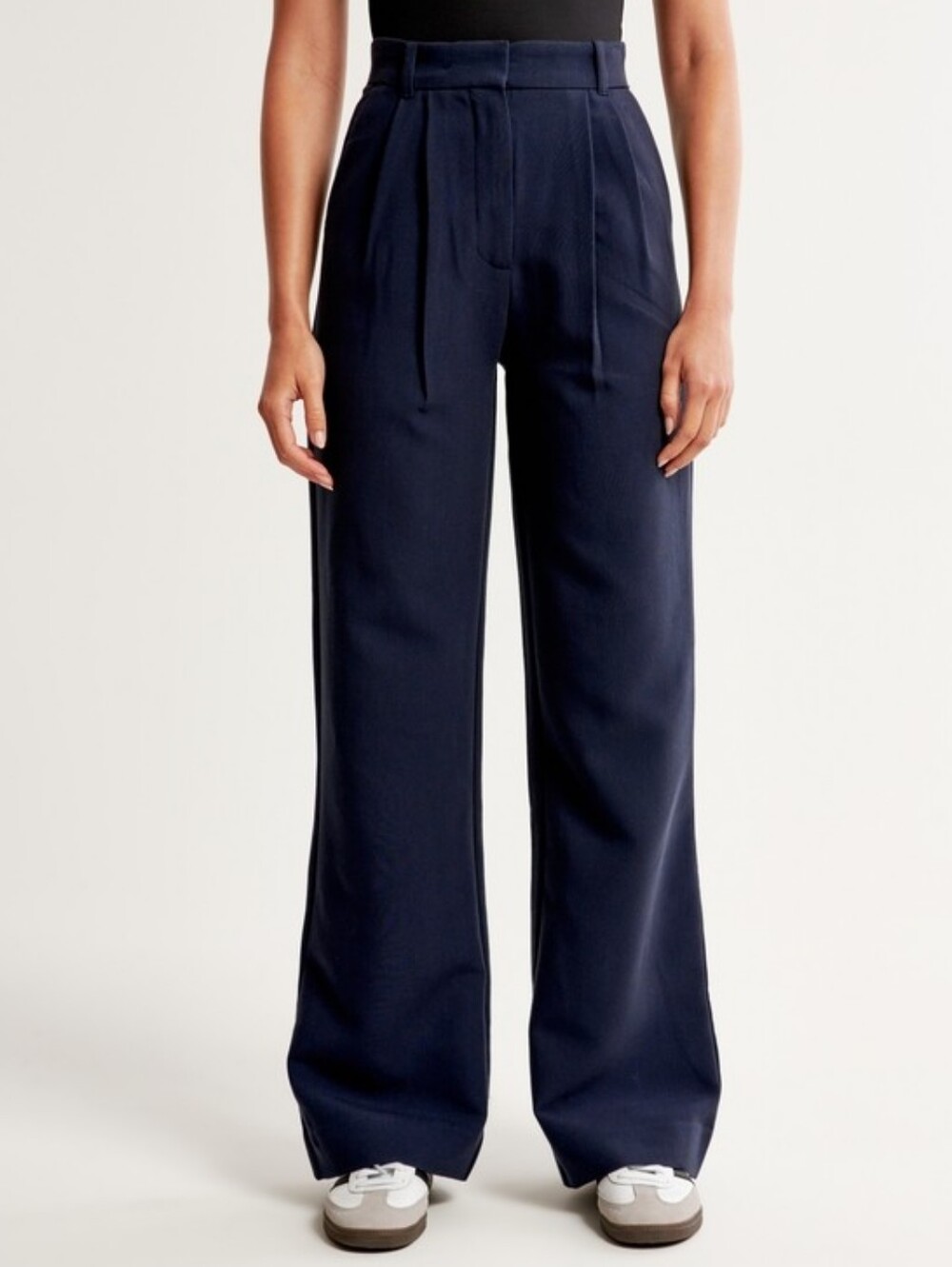 Abercrombie & Fitch Sloane Tailored Wide Leg Pants High Rise Pleated Blue Small